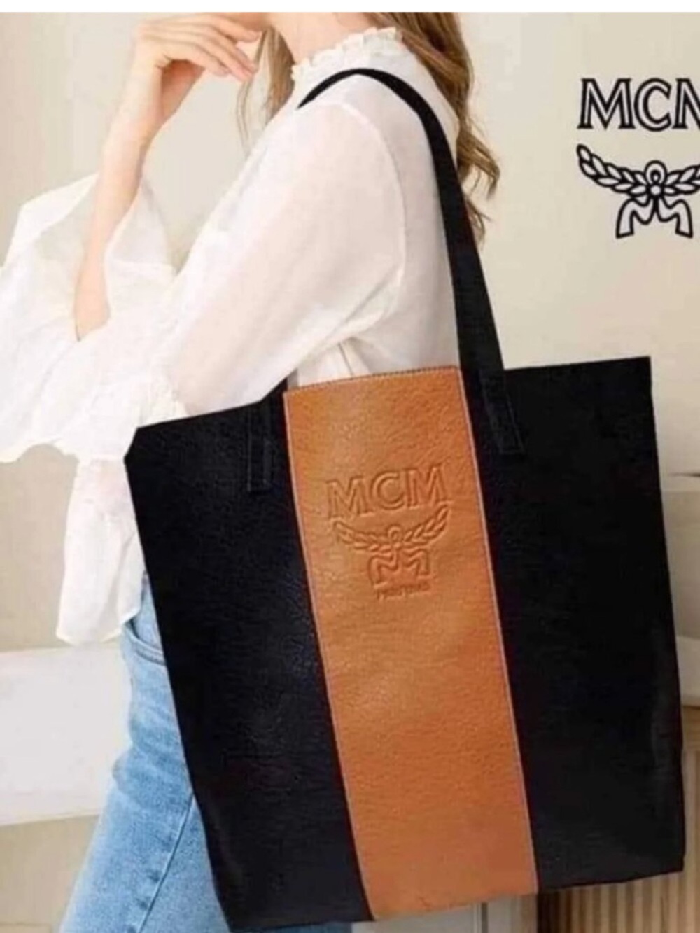 MCM Parfums Faux Vegan Leather Tote Bag